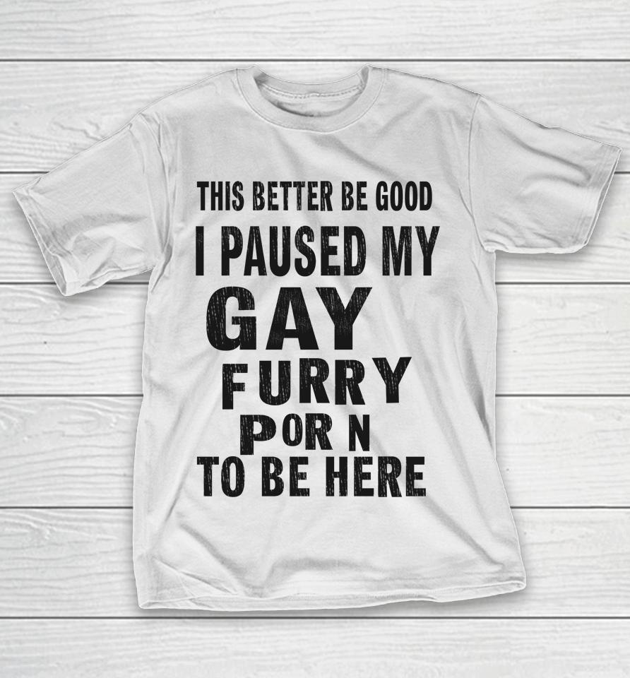 This Better Be Good I Paused My Gay Furry Porn To Be Here T-Shirt