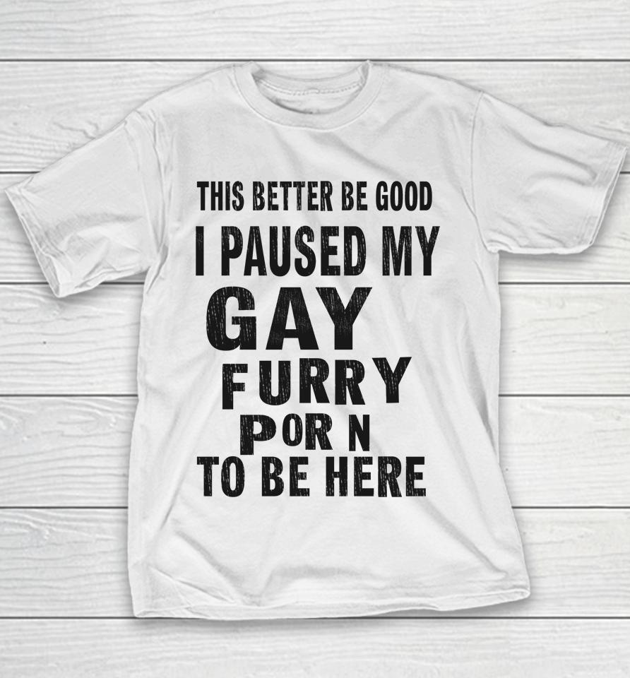 This Better Be Good I Paused My Gay Furry Porn To Be Here Youth T-Shirt