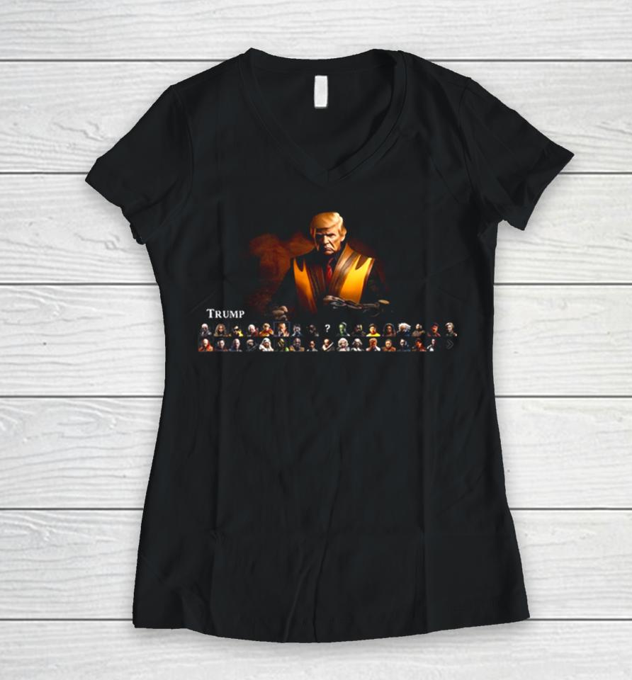 This Celebrity Mortal Kombat 1 Concept With Donald Trump Women V-Neck T-Shirt