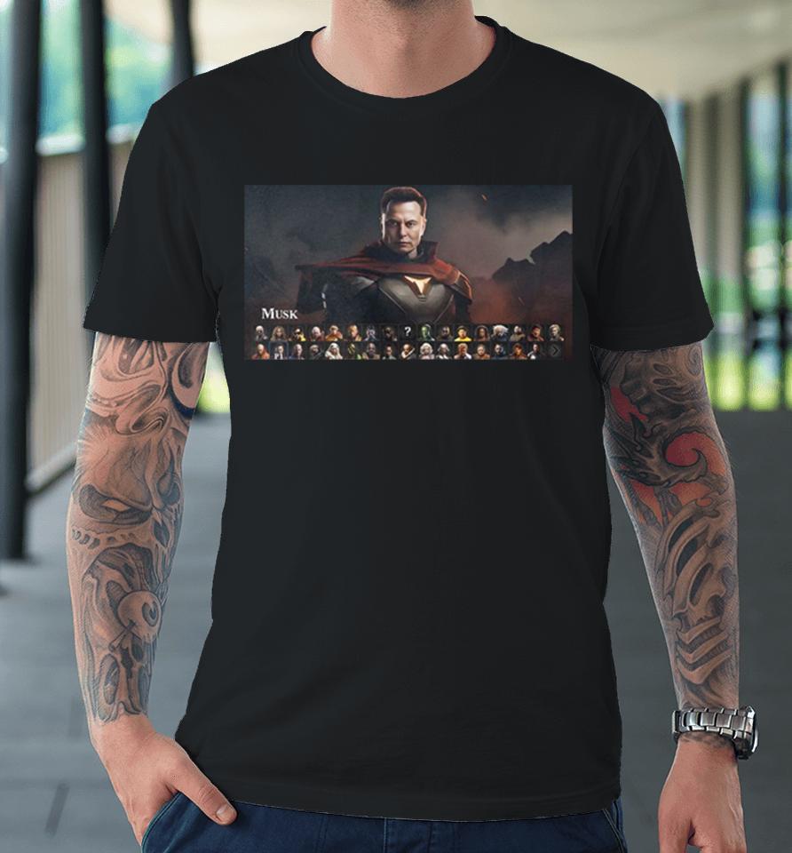This Celebrity Mortal Kombat 1 Concept With Elon Musk Premium T-Shirt