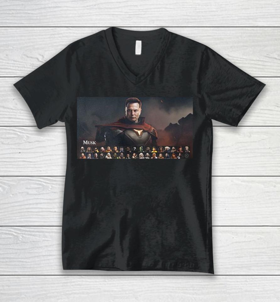 This Celebrity Mortal Kombat 1 Concept With Elon Musk Unisex V-Neck T-Shirt