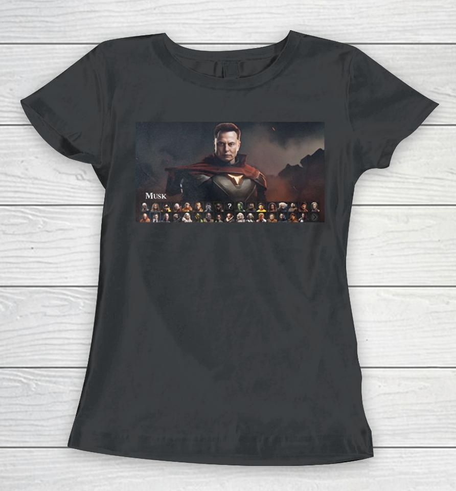 This Celebrity Mortal Kombat 1 Concept With Elon Musk Women T-Shirt