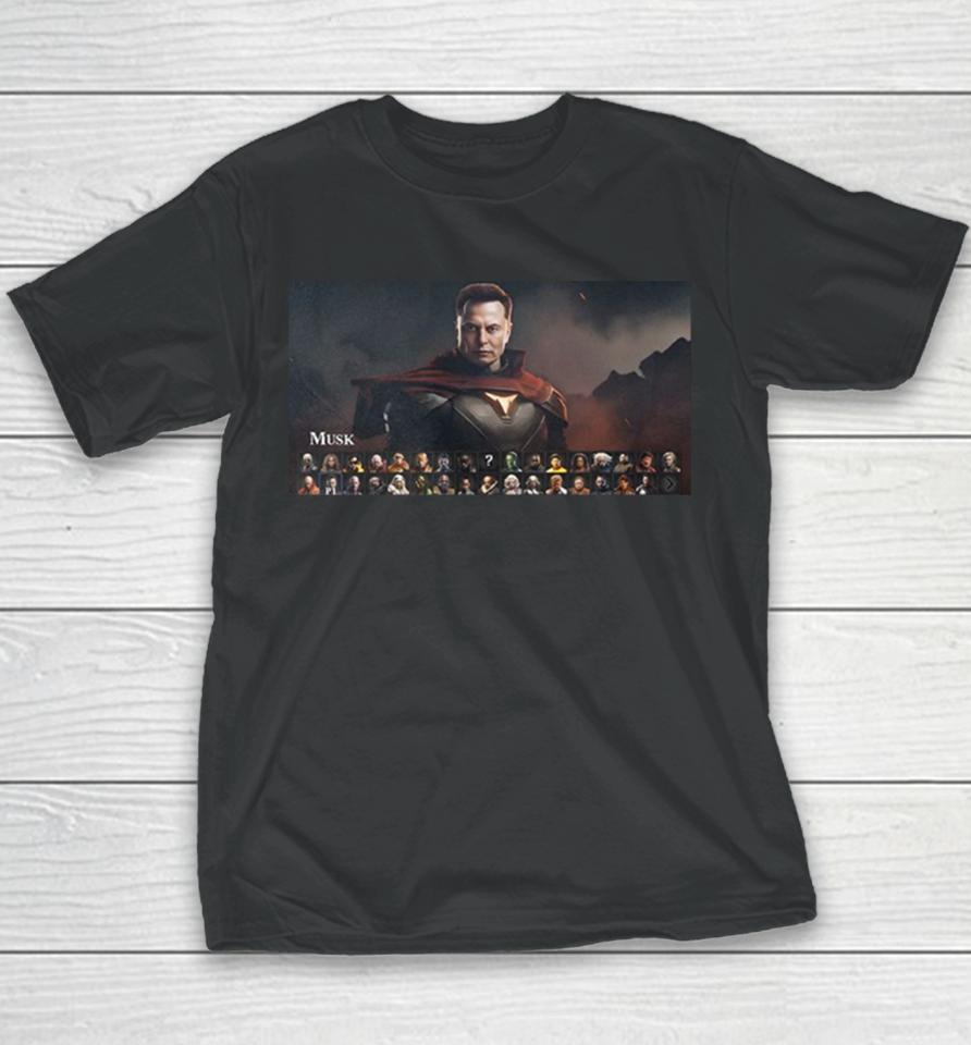 This Celebrity Mortal Kombat 1 Concept With Elon Musk Youth T-Shirt