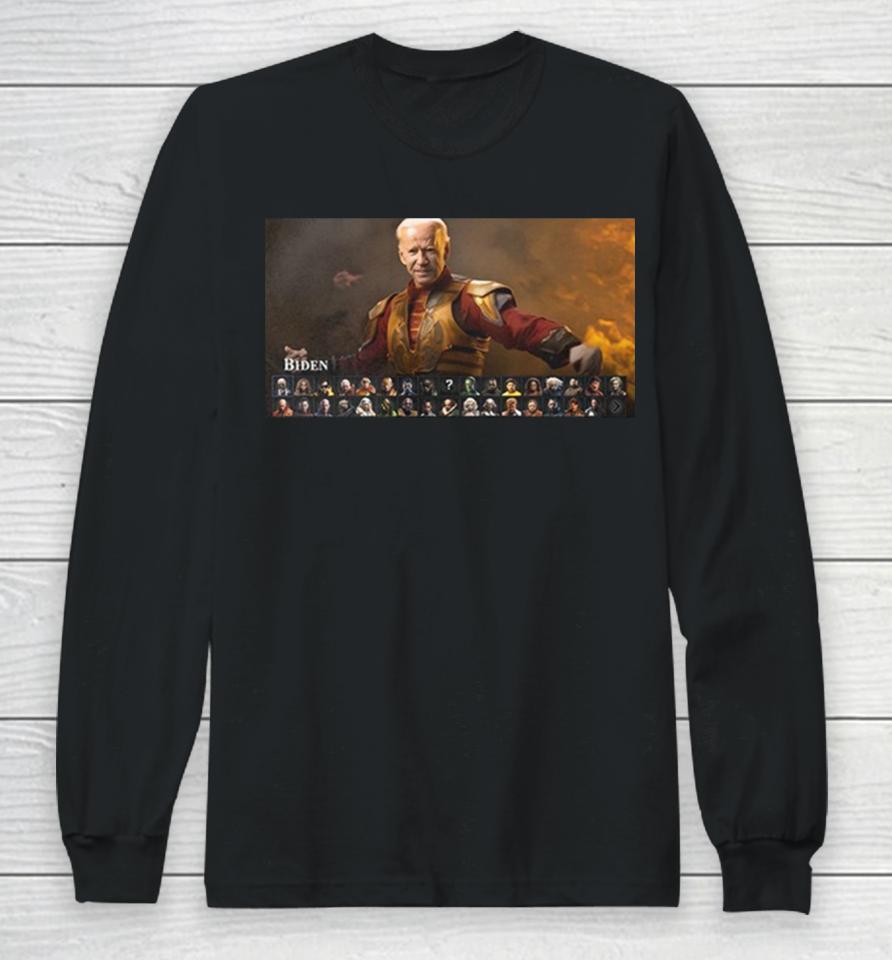 This Celebrity Mortal Kombat 1 Concept With Joe Biden Long Sleeve T-Shirt