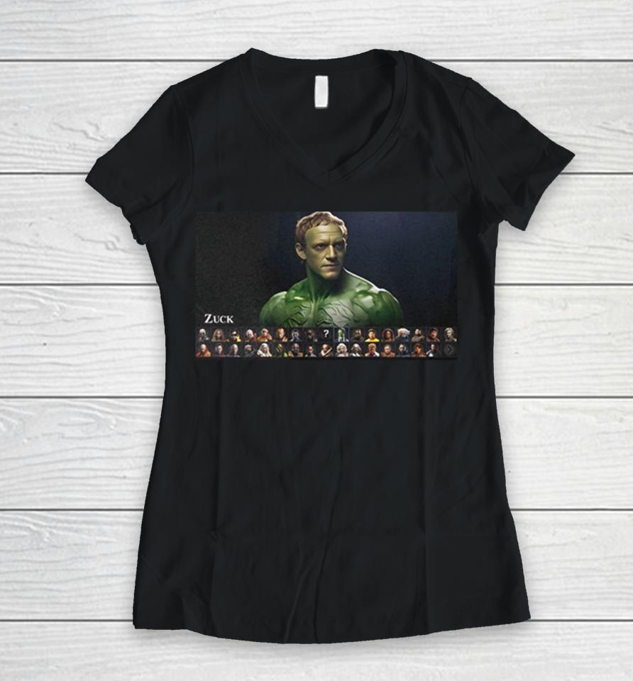 This Celebrity Mortal Kombat 1 Concept With Mark Zuckerberg Women V-Neck T-Shirt