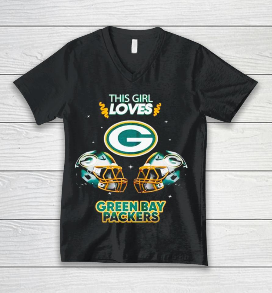 This Girl Loves Green Bay Packers Unisex V-Neck T-Shirt