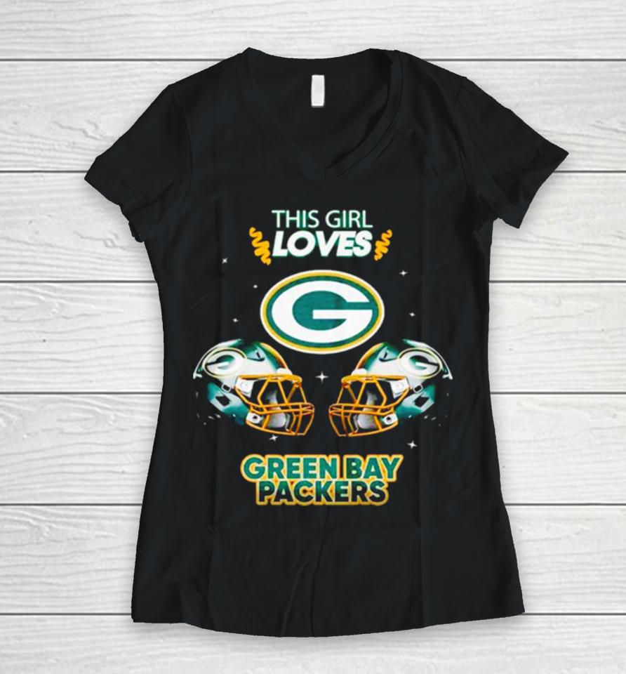This Girl Loves Green Bay Packers Women V-Neck T-Shirt