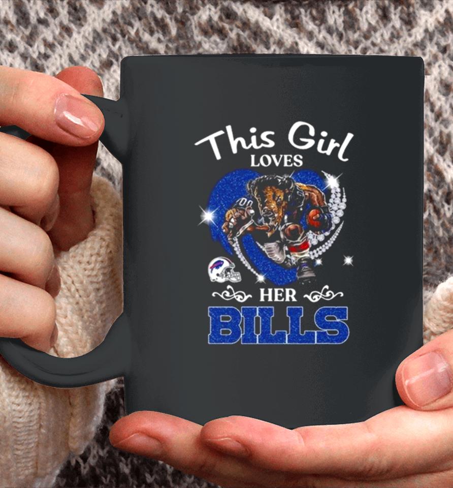This Girl Loves Her Buffalo Bills Mascot Diamond Heart Coffee Mug