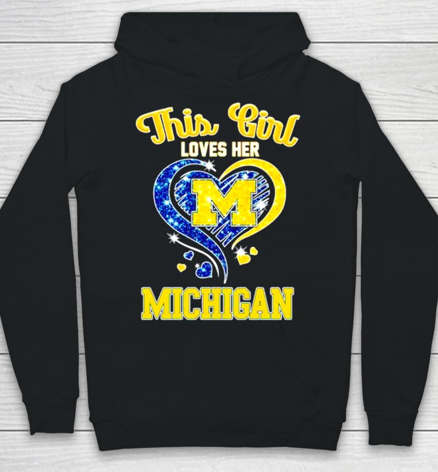 This Girl Loves Her Michigan Wolverines Heart Hoodie