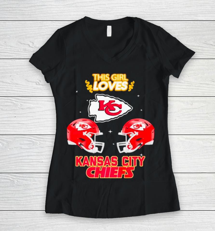 This Girl Loves Kansas City Chiefs Women V-Neck T-Shirt
