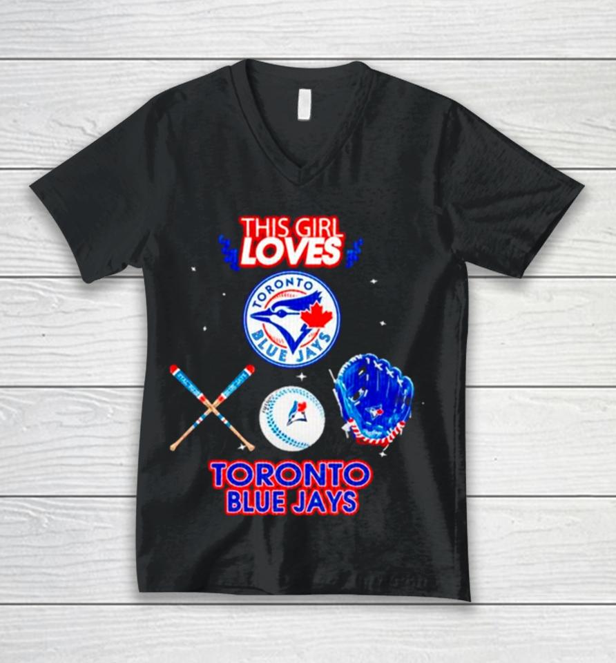 This Girl Loves Toronto Blue Jays Unisex V-Neck T-Shirt