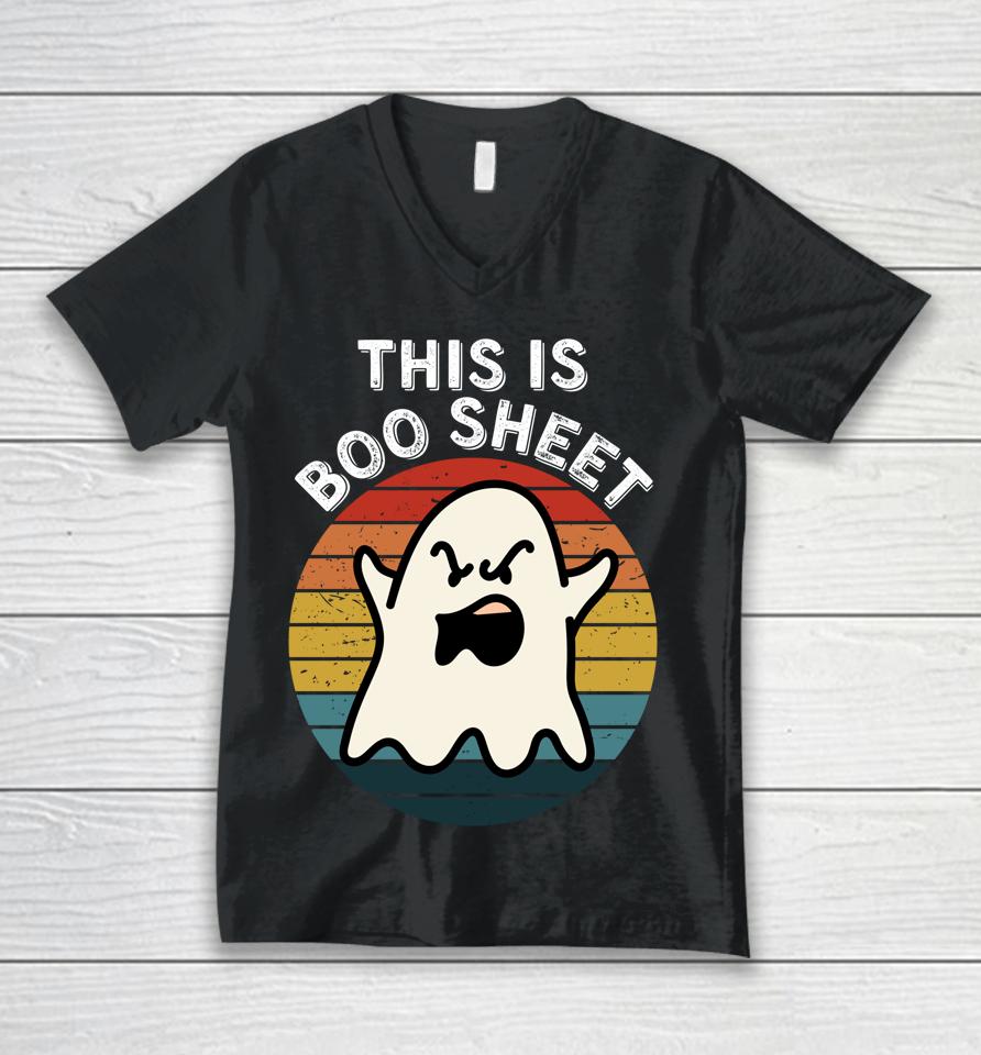 This Is Boo Sheet Ghost Retro Halloween Unisex V-Neck T-Shirt
