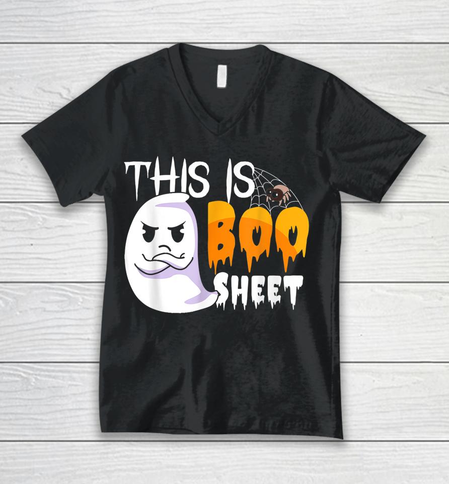 This Is Boo Sheet Shirt Halloween Lover Ghost Party Unisex V-Neck T-Shirt