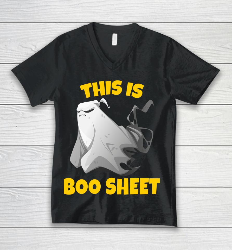 This Is Boo Sheet T-Shirt Ghost Halloween Unisex V-Neck T-Shirt