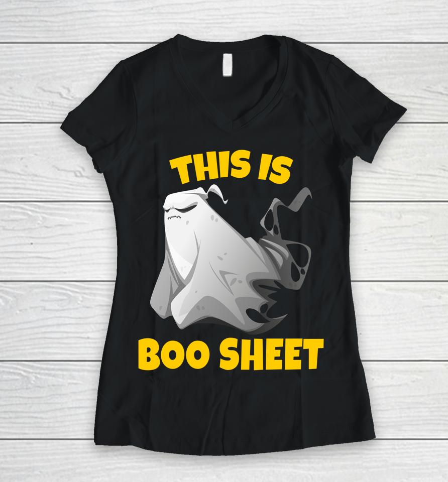 This Is Boo Sheet T-Shirt Ghost Halloween Women V-Neck T-Shirt