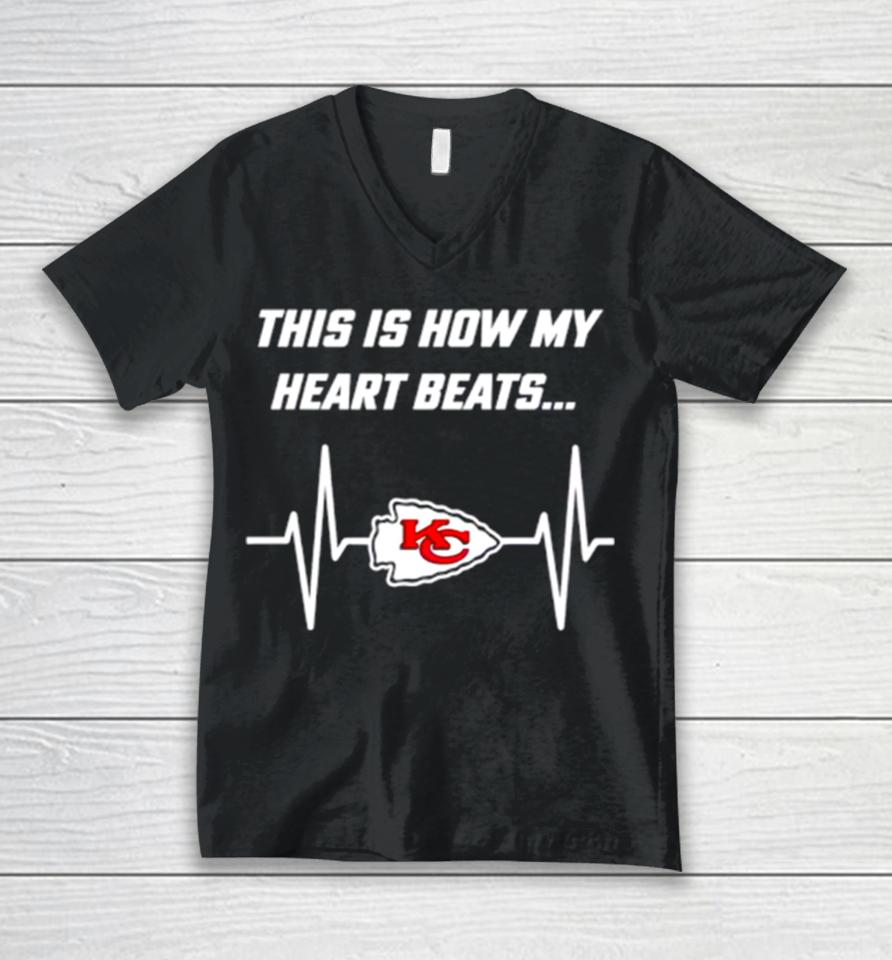This Is How My Heart Beats Kansas City Chiefs Football Unisex V-Neck T-Shirt