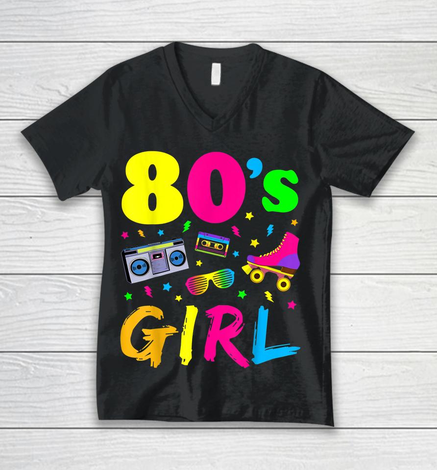 This Is My 80S Girl Costume Party Unisex V-Neck T-Shirt