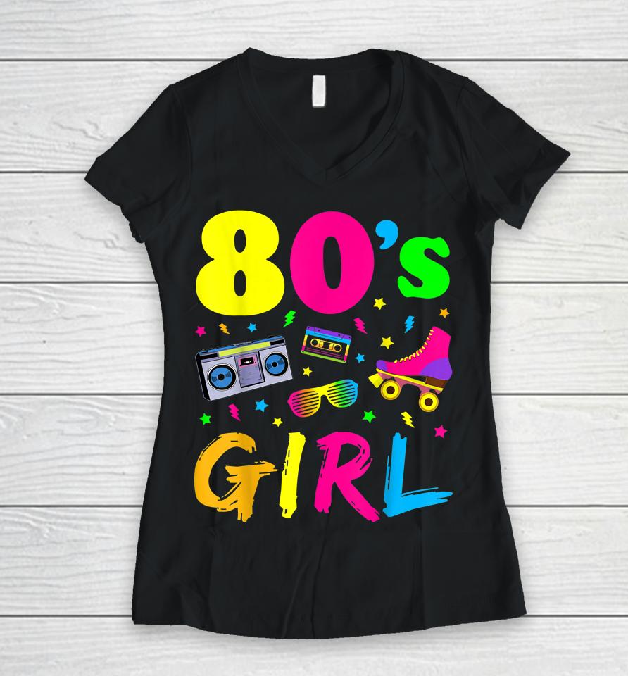 This Is My 80S Girl Costume Party Women V-Neck T-Shirt