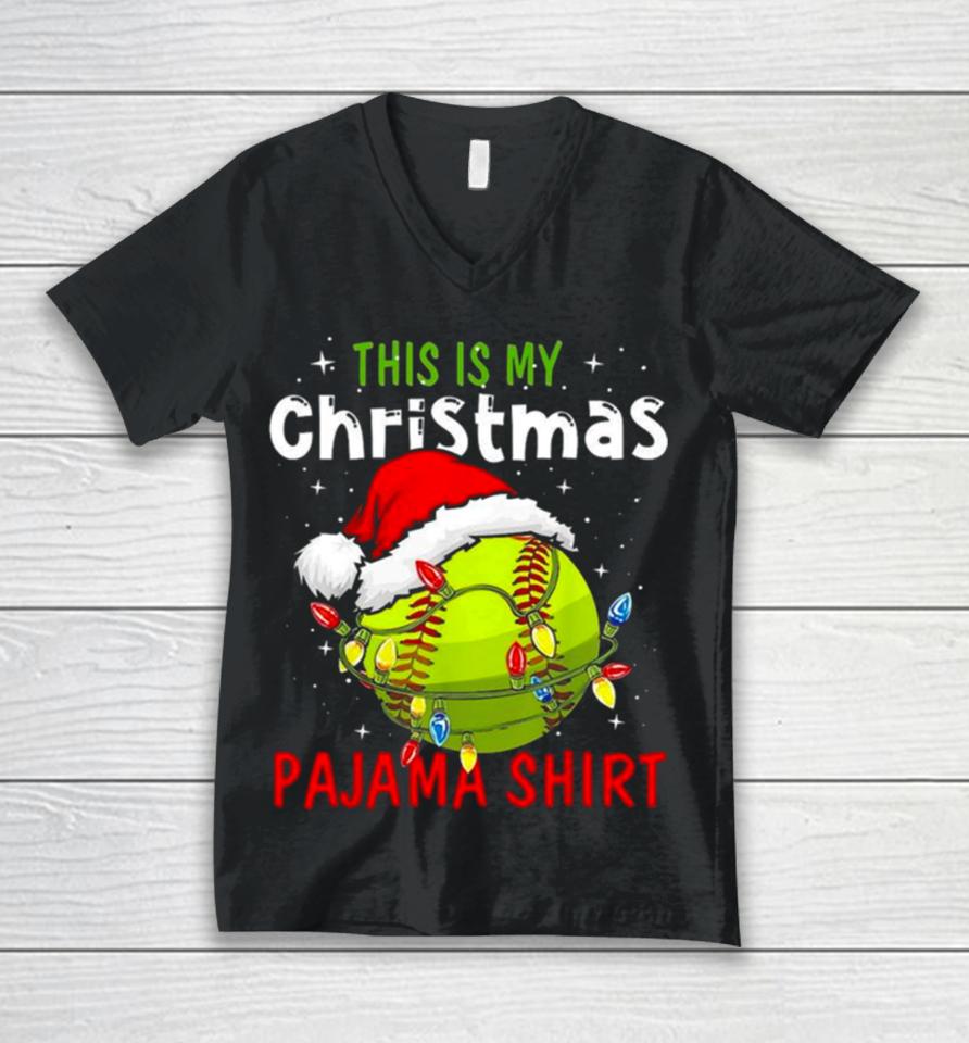 This Is My Christmas Pajama Christmas Baseball 2023 Unisex V-Neck T-Shirt