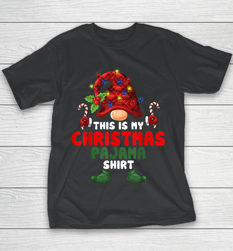 This Is My Christmas Pajama Gnome Lights Christmas Red Plaid Youth T-Shirt