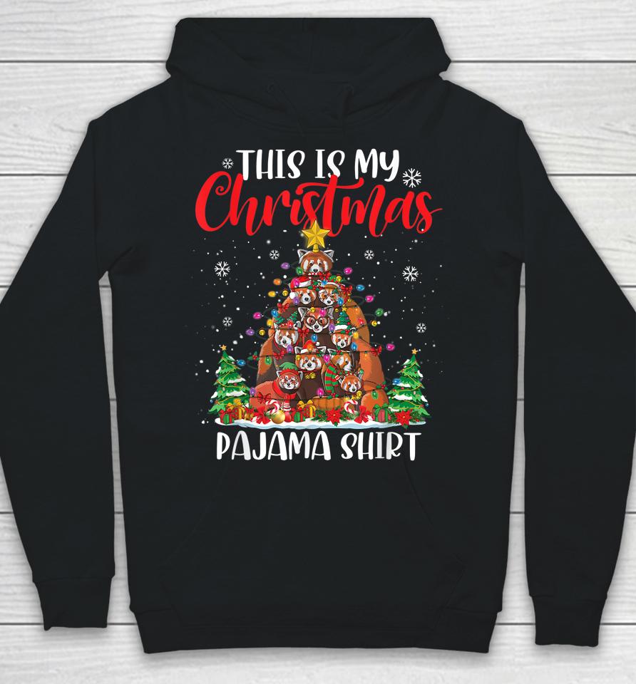 This Is My Christmas Pajama Red Panda Christmas Tree Lights Hoodie