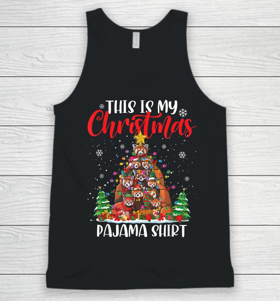 This Is My Christmas Pajama Red Panda Christmas Tree Lights Unisex Tank Top