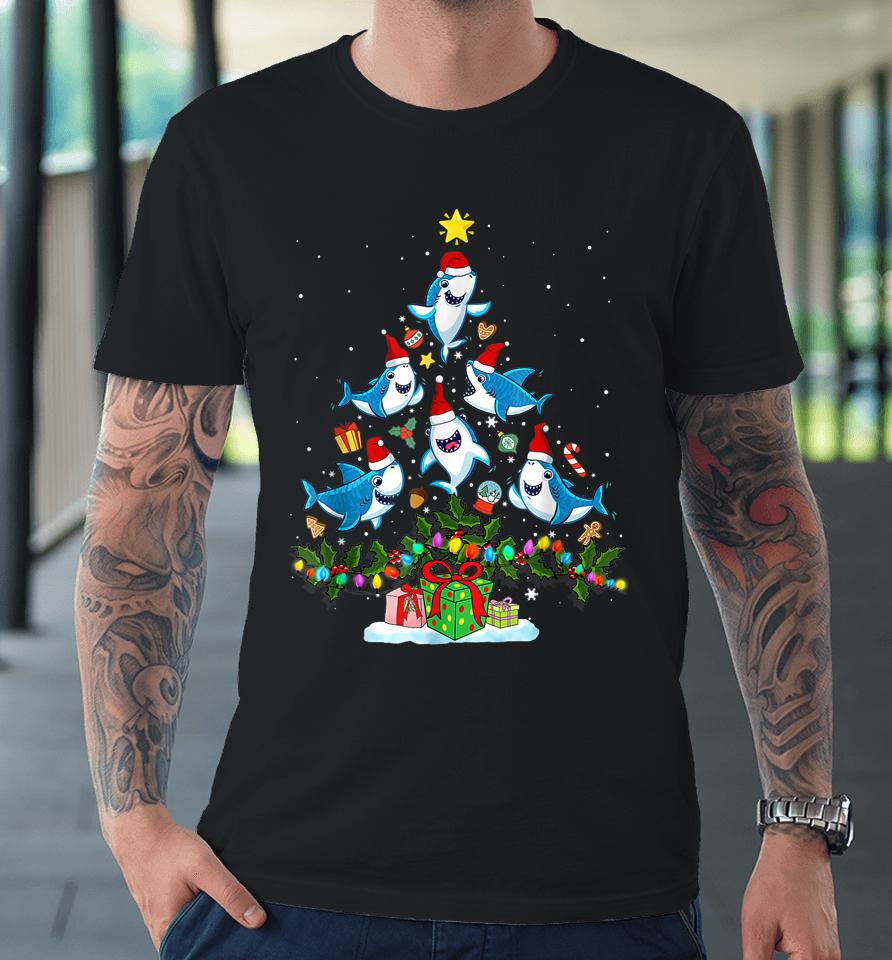 This Is My Christmas Pajama Shirt Funny Christmas Shark Tree Premium T-Shirt