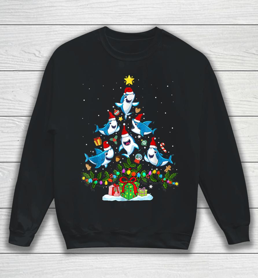 This Is My Christmas Pajama Shirt Funny Christmas Shark Tree Sweatshirt