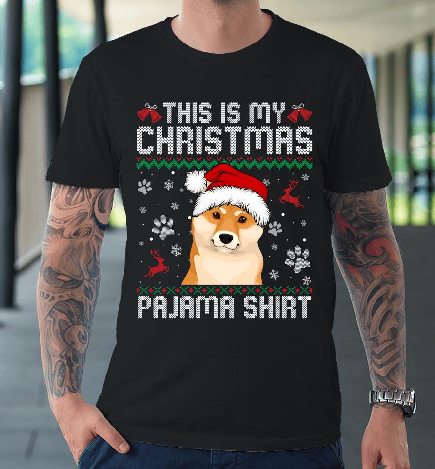 This Is My Christmas Shiba Inu Dog Pajama Merry Xmas Premium T-Shirt