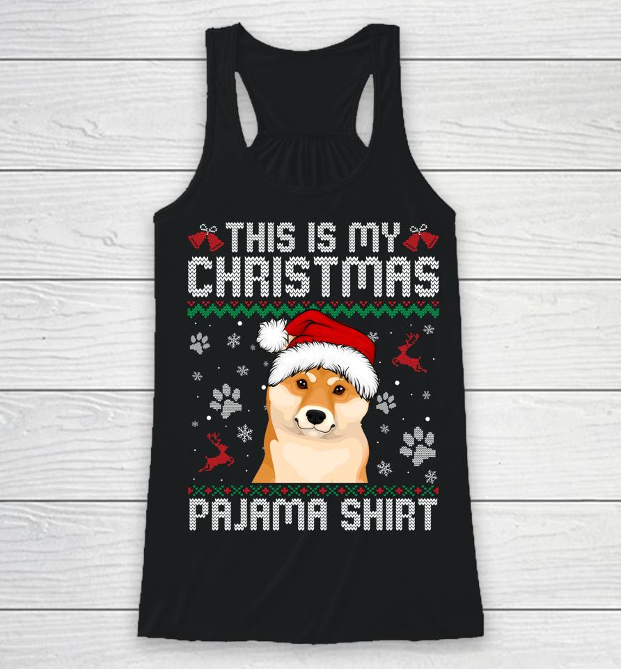 This Is My Christmas Shiba Inu Dog Pajama Merry Xmas Racerback Tank