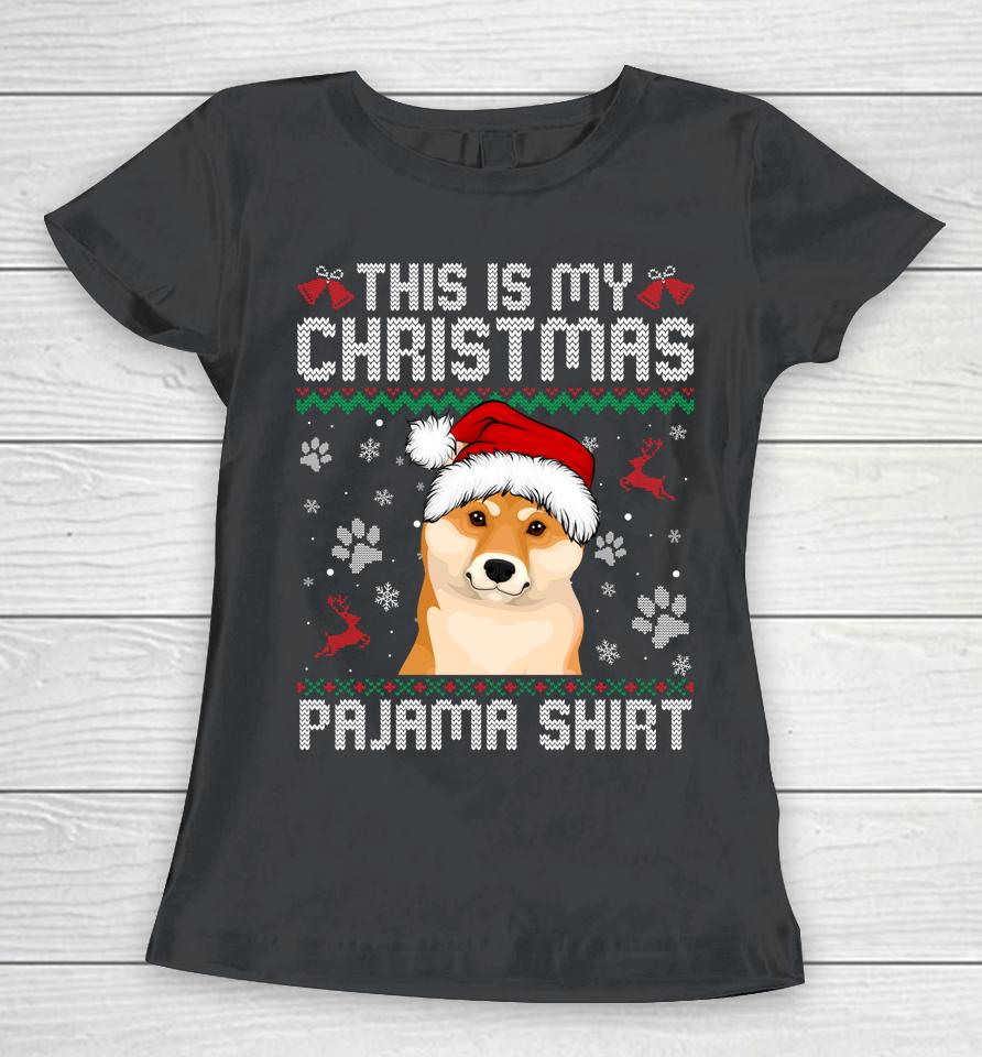 This Is My Christmas Shiba Inu Dog Pajama Merry Xmas Women T-Shirt