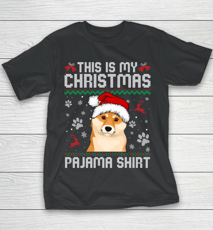 This Is My Christmas Shiba Inu Dog Pajama Merry Xmas Youth T-Shirt