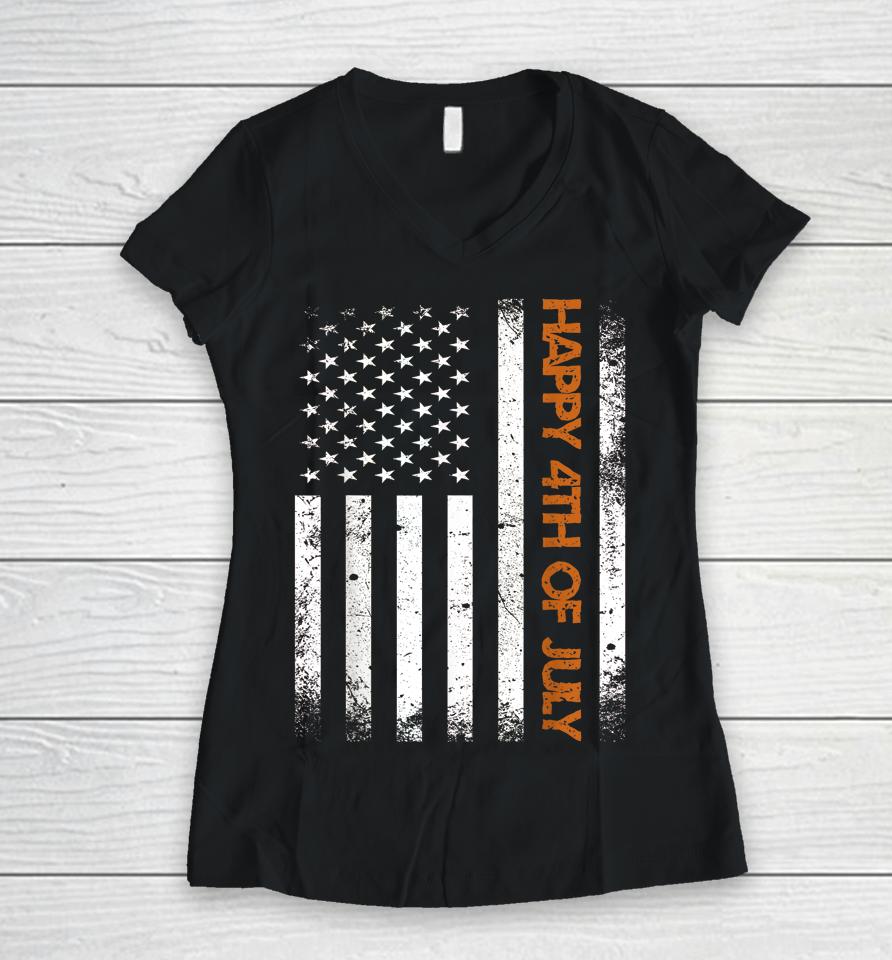 This Is My Pride Flag Usa American 4Th Of July Patriotic Women V-Neck T-Shirt