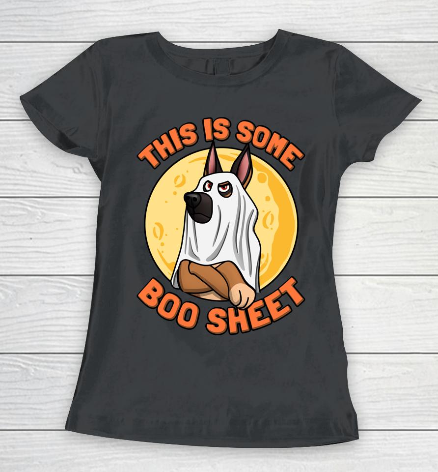 This Is Some Boo Sheet German Shepherd Halloween Moon Women T-Shirt