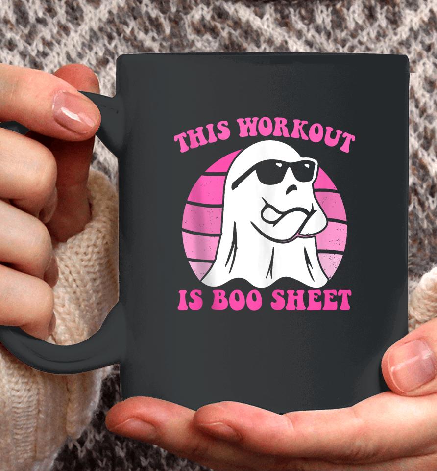 This Workout Is Boo Sheet Halloween Gym Ghost Groovy Pink Coffee Mug