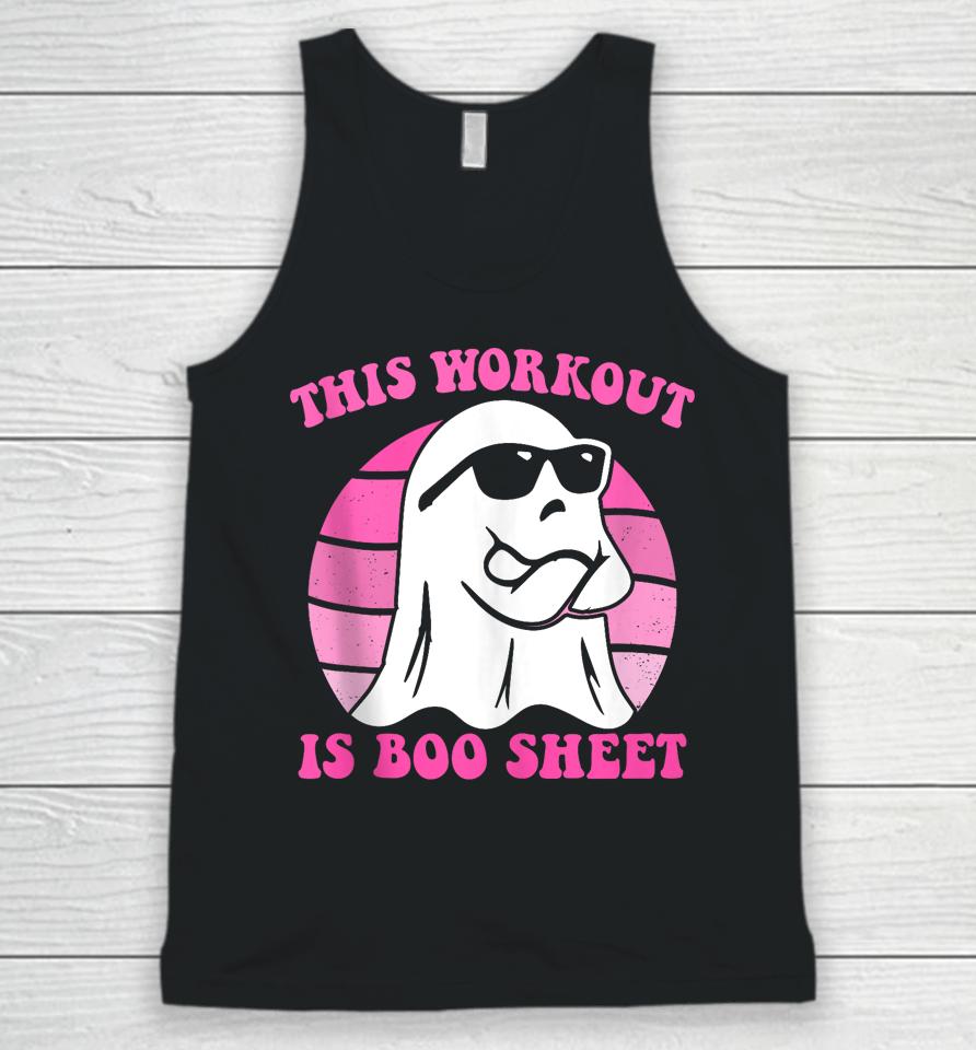 This Workout Is Boo Sheet Halloween Gym Ghost Groovy Pink Unisex Tank Top
