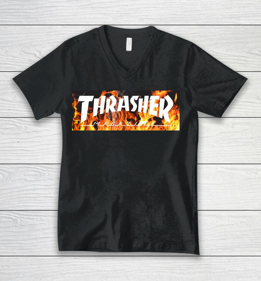 Thrasher Magazine Blaze Unisex V-Neck T-Shirt
