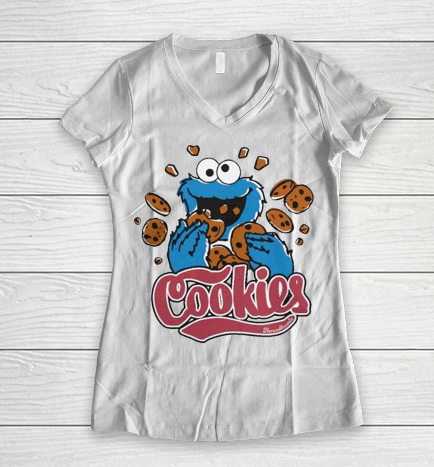 Threadheads Merch Cookie Monster Cookies Art Design Women V-Neck T-Shirt