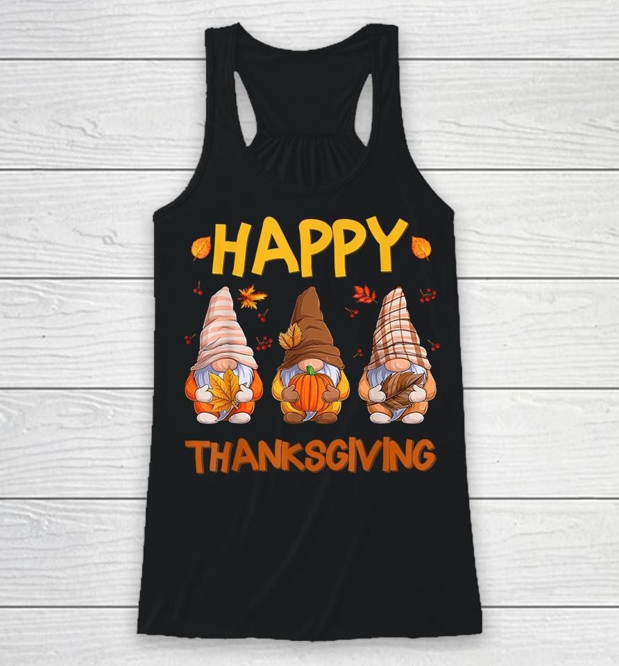 Three Gnomes Happy Thanksgiving Autumn Fall Pumpkin Spice Racerback Tank