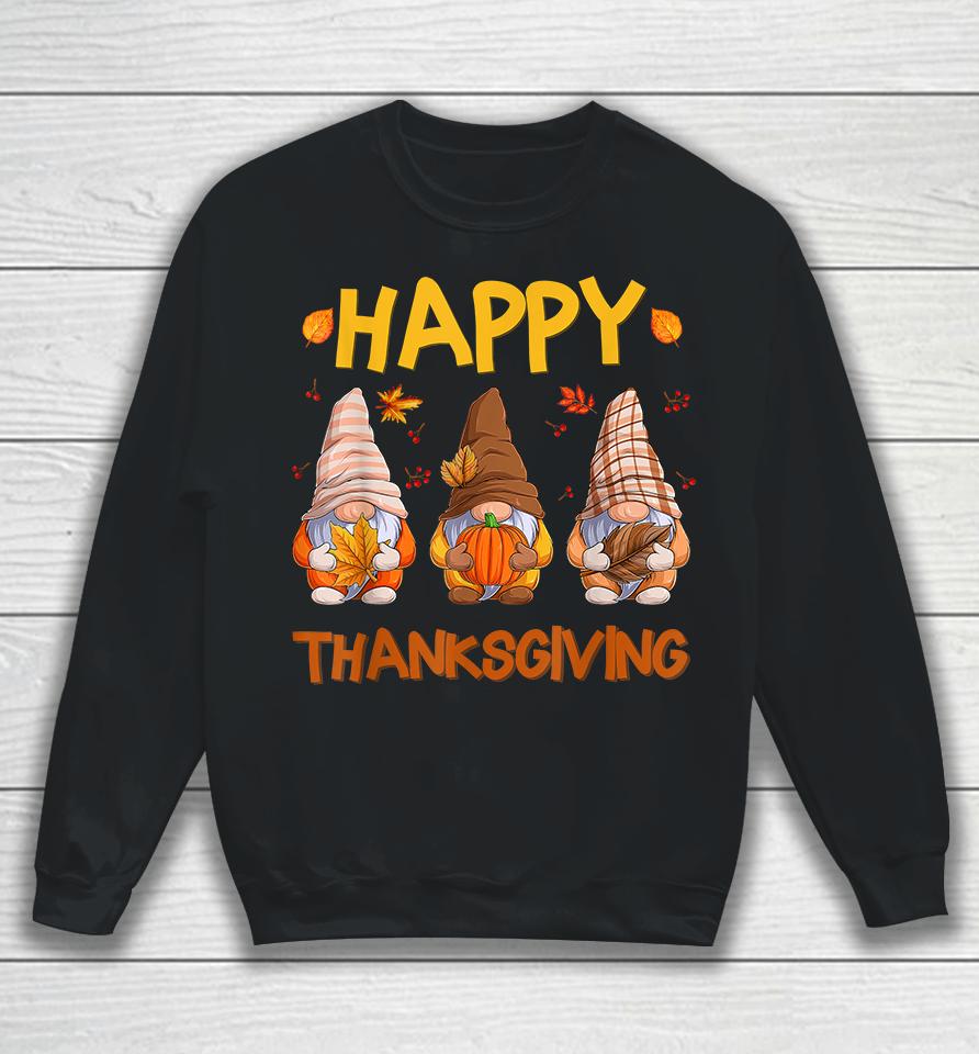 Three Gnomes Happy Thanksgiving Autumn Fall Pumpkin Spice Sweatshirt