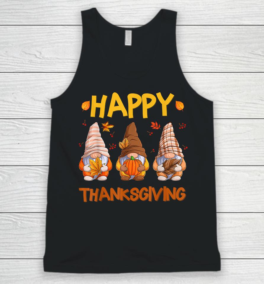 Three Gnomes Happy Thanksgiving Autumn Fall Pumpkin Spice Unisex Tank Top