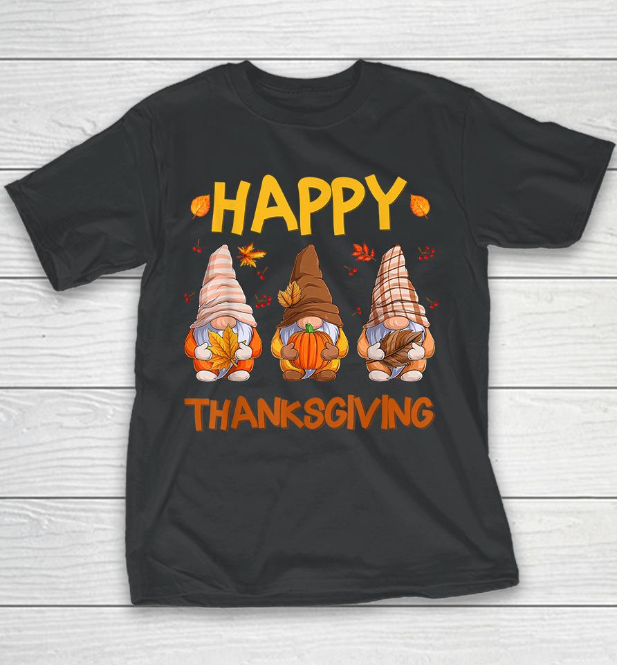 Three Gnomes Happy Thanksgiving Autumn Fall Pumpkin Spice Youth T-Shirt