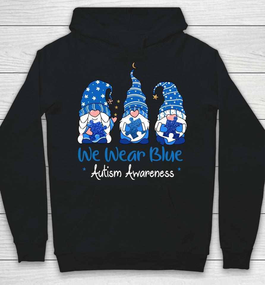 Three Gnomes Holding Blue Puzzle Autism Awareness Hoodie