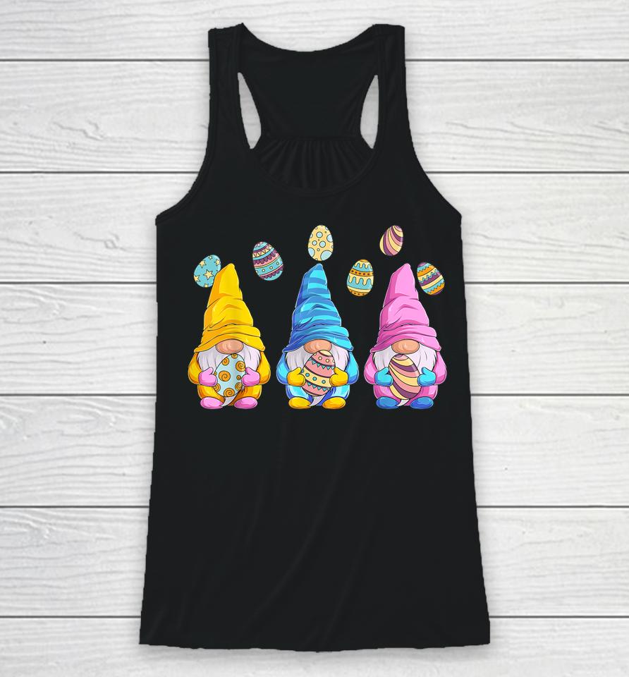 Three Gnomes Holding Eggs Easter Racerback Tank