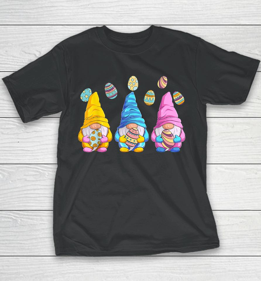 Three Gnomes Holding Eggs Easter Youth T-Shirt