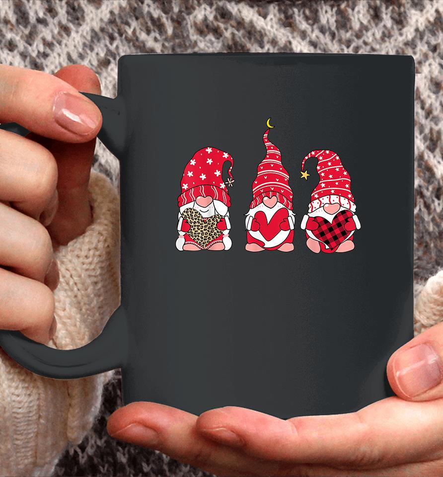 Three Gnomes Holding Heart Leopard Happy Valentine's Day Coffee Mug