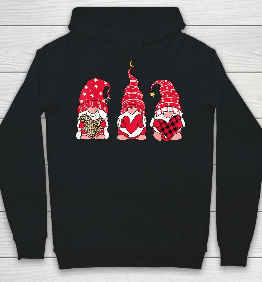 Three Gnomes Holding Heart Leopard Happy Valentine's Day Hoodie