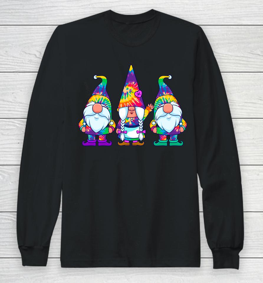 Three Hippie Gnomes Tie Dye Vintage Long Sleeve T-Shirt