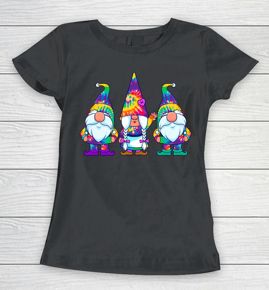Three Hippie Gnomes Tie Dye Vintage Women T-Shirt