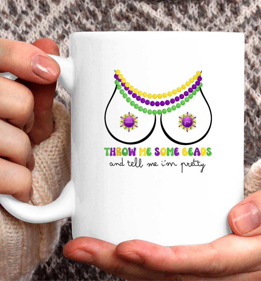 Throw Me Some Beads Boobs Funny Mardi Gras Coffee Mug